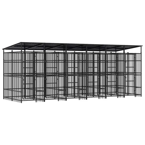 Vanjski kavez za pse s krovom čelični 11,06 m² - 576 x 192 x 200 cm 1 S krovom Cijena
