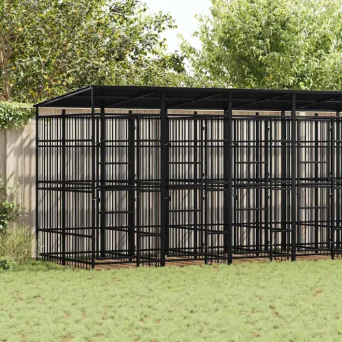 Vanjski kavez za pse s krovom čelični 12,9 m² - 672 x 192 x 200 cm 1 S krovom Cijena