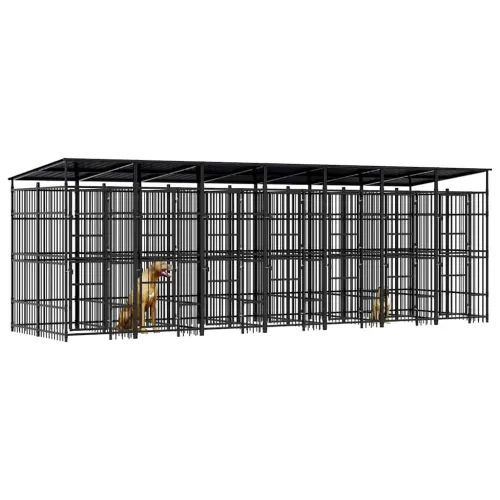 Vanjski kavez za pse s krovom čelični 12,9 m² - 672 x 192 x 200 cm S krovom Cijena