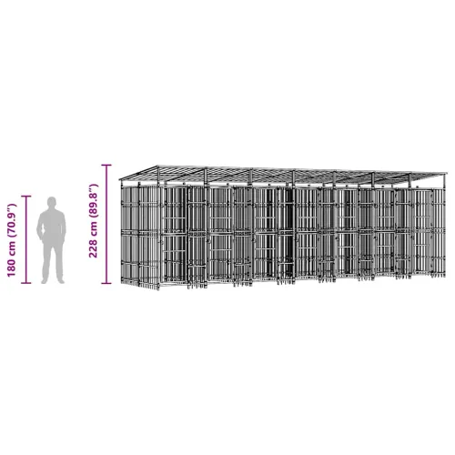 Vanjski kavez za pse s krovom čelični 12,9 m² - 672 x 192 x 200 cm S krovom Cijena