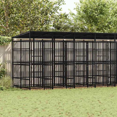 Vanjski kavez za pse s krovom čelični 14,75 m² - 768 x 192 x 200 cm 1 S krovom Cijena