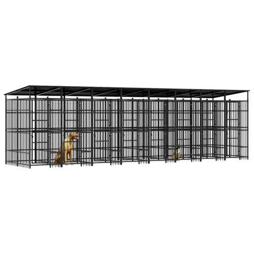 Vanjski kavez za pse s krovom čelični 14,75 m² - 768 x 192 x 200 cm S krovom Cijena