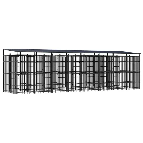 Vanjski kavez za pse s krovom čelični 14,75 m² - 768 x 192 x 200 cm S krovom Cijena