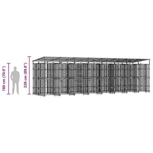 Vanjski kavez za pse s krovom čelični 14,75 m² - 768 x 192 x 200 cm S krovom Cijena