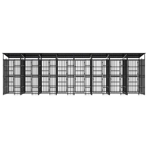 Vanjski kavez za pse s krovom čelični 14,75 m² - 768 x 192 x 200 cm S krovom Cijena