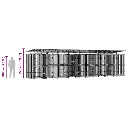 Vanjski kavez za pse s krovom čelični 16,59 m² - 864 x 192 x 200 cm S krovom Cijena