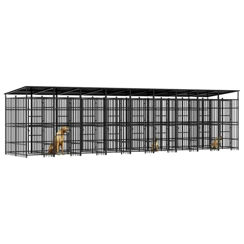Vanjski kavez za pse s krovom čelični 16,59 m² - 864 x 192 x 200 cm S krovom Cijena
