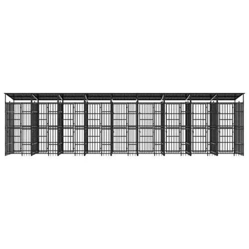 Vanjski kavez za pse s krovom čelični 16,59 m² - 864 x 192 x 200 cm S krovom Cijena