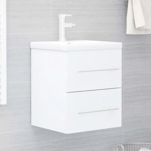 Ormarić s ugrađenim Lavabo - Umivaonikom bijeli konstruirano drvo - Bijela 41 x 38.5 x 48 cm bez slavine Cijena