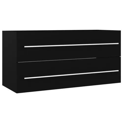 Ormarić s ugrađenim Lavabo - Umivaonikom crni konstruirano drvo - Crna 100 x 38.5 x 48 cm bez slavine Cijena