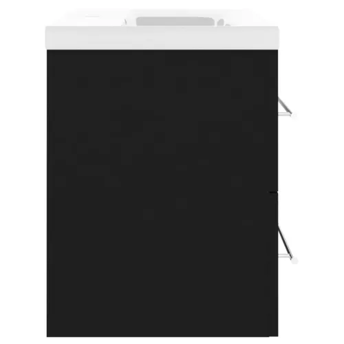 Ormarić s ugrađenim Lavabo - Umivaonikom crni konstruirano drvo - Crna 100 x 38.5 x 48 cm bez slavine Cijena