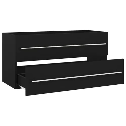 Ormarić s ugrađenim Lavabo - Umivaonikom crni konstruirano drvo - Crna 100 x 38.5 x 48 cm bez slavine Cijena