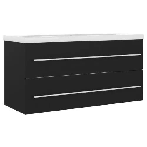 Ormarić s ugrađenim Lavabo - Umivaonikom crni konstruirano drvo - Crna 100 x 38.5 x 48 cm bez slavine Cijena