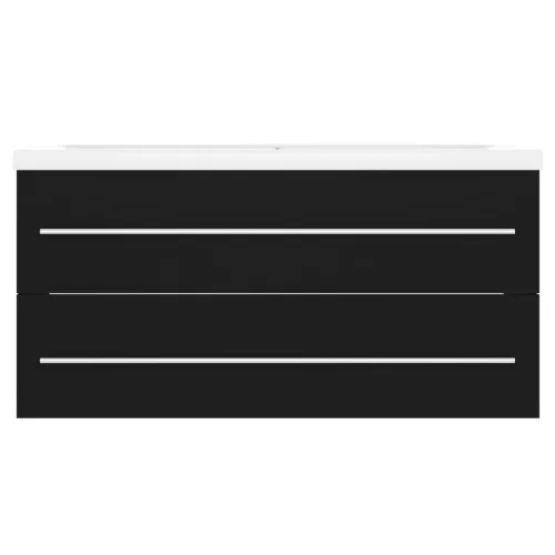 Ormarić s ugrađenim Lavabo - Umivaonikom crni konstruirano drvo - Crna 100 x 38.5 x 48 cm bez slavine Cijena