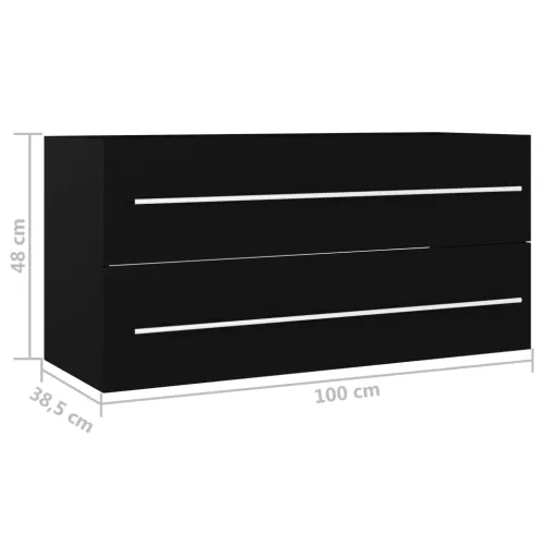 Ormarić s ugrađenim Lavabo - Umivaonikom crni konstruirano drvo - Crna 100 x 38.5 x 48 cm bez slavine Cijena