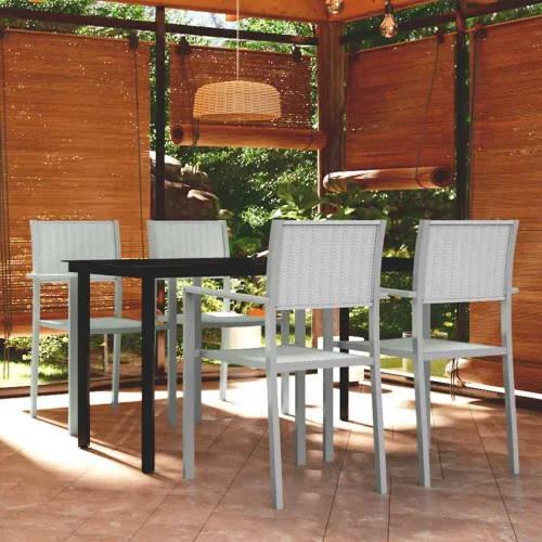 Vrtna garnitura - 5-dijelni vrtni blagovaonski set bijeli - Bijela Dužina stola 140 cm 4 Cijena