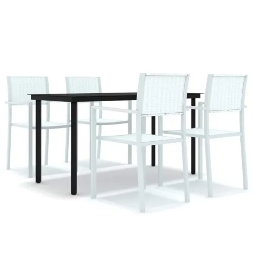 Vrtna garnitura - 5-dijelni vrtni blagovaonski set bijeli - Bijela Dužina stola 140 cm 4 Cijena