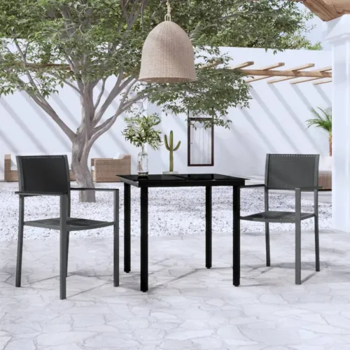 Vrtna garnitura - 3-dijelni vrtni blagovaonski set crni - Crna Dužina stola 80 cm 2 Cijena