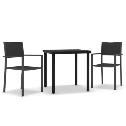 Vrtna garnitura - 3-dijelni vrtni blagovaonski set crni - Crna Dužina stola 80 cm 2 Cijena