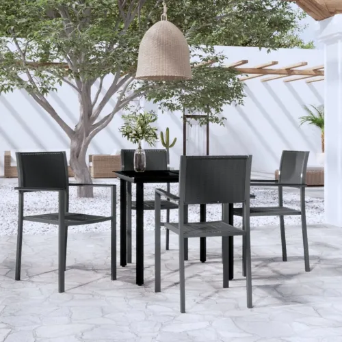 Vrtna garnitura - 5-dijelni vrtni blagovaonski set crni - Crna Dužina stola 80 cm 4 Cijena
