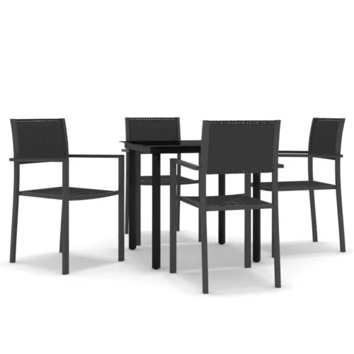 Vrtna garnitura - 5-dijelni vrtni blagovaonski set crni - Crna Dužina stola 80 cm 4 Cijena