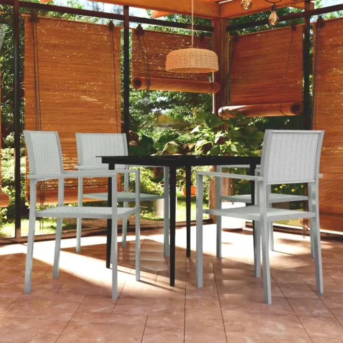 Vrtna garnitura - 5-dijelni vrtni blagovaonski set bijeli - Bijela Dužina stola 80 cm 4 Cijena