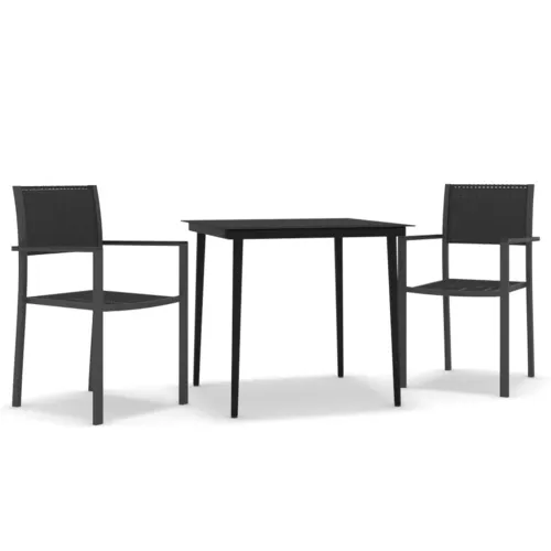 Vrtna garnitura - 3-dijelni vrtni blagovaonski set crni - Crna Dužina stola 80 cm 2 Cijena