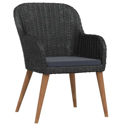 Vrtna garnitura - 5-dijelni vrtni blagovaonski set s jastucima crni - Crna Dužina stola 80 cm 4 Cijena