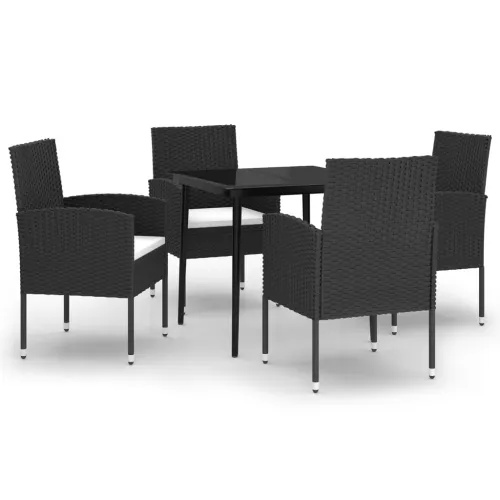 Vrtna garnitura - 5-dijelni vrtni blagovaonski set crni - Crno-bijelo Dužina stola 80 cm 4 Cijena