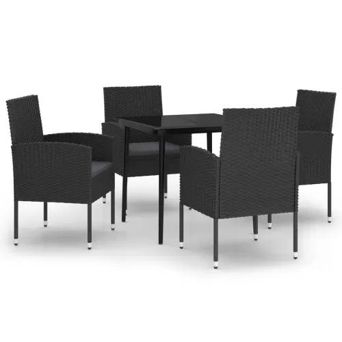 Vrtna garnitura - 5-dijelni vrtni blagovaonski set crni - Crna i siva Dužina stola 80 cm 4 Cijena