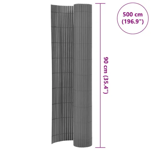 Dvostrana vrtna ograda PVC 90 x 500 cm siva Cijena