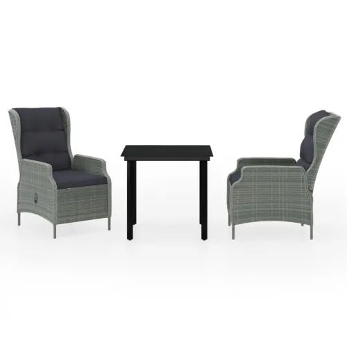 Vrtna garnitura - 3-dijelni vrtni blagovaonski set svjetlosivi - Svjetlosiva Dužina stola 80 cm 2 Cijena