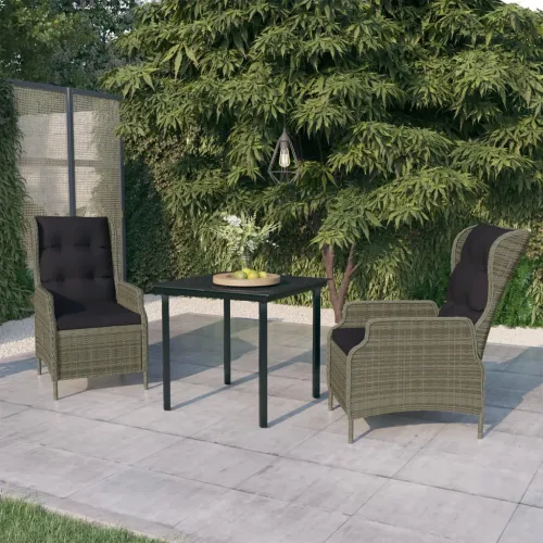 Vrtna garnitura - 3-dijelni vrtni blagovaonski set smeđi - Smeđa Dužina stola 80 cm 2 Cijena