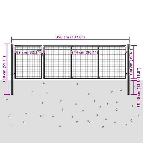 Dvorišna vrata - Vrtna vrata Čelik 350x100 cm Antracit - Antracit 350 x 100 cm Cijena