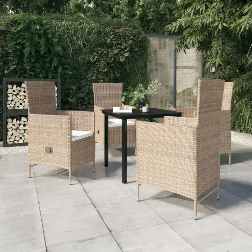 Vrtna garnitura - 5-dijelni vrtni blagovaonski set s jastucima bež - Bež Dužina stola 80 cm 4 Cijena