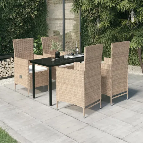 Vrtna garnitura - 5-dijelni vrtni blagovaonski set s jastucima bež - Bež Dužina stola 140 cm 4 Cijena