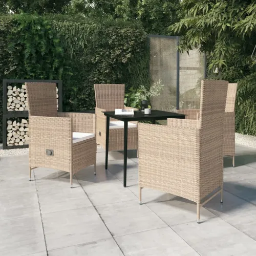 Vrtna garnitura - 5-dijelni vrtni blagovaonski set s jastucima bež - Bež Dužina stola 80 cm 4 Cijena