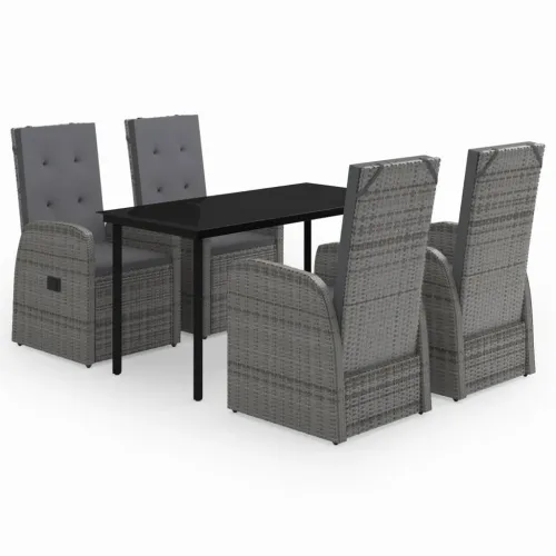Vrtna garnitura - 5-dijelni vrtni blagovaonski set s jastucima sivi - Siva Dužina stola 140 cm 4 Cijena