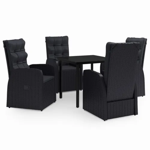 Vrtna garnitura - 5-dijelni vrtni blagovaonski set s jastucima crni - Crna Dužina stola 80 cm 4 Cijena