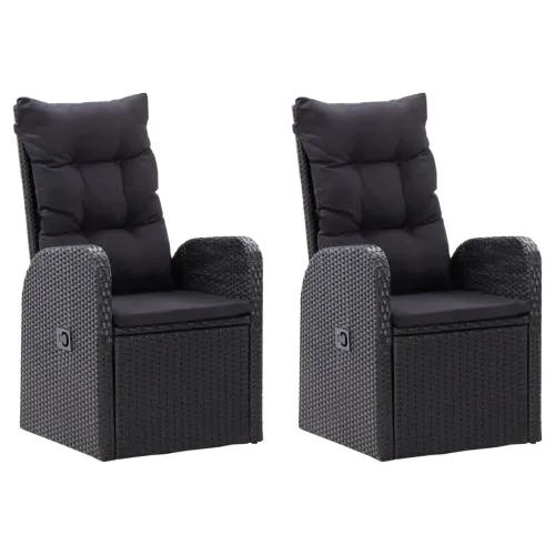 Vrtna garnitura - 5-dijelni vrtni blagovaonski set s jastucima crni - Crna Dužina stola 140 cm 4 Cijena