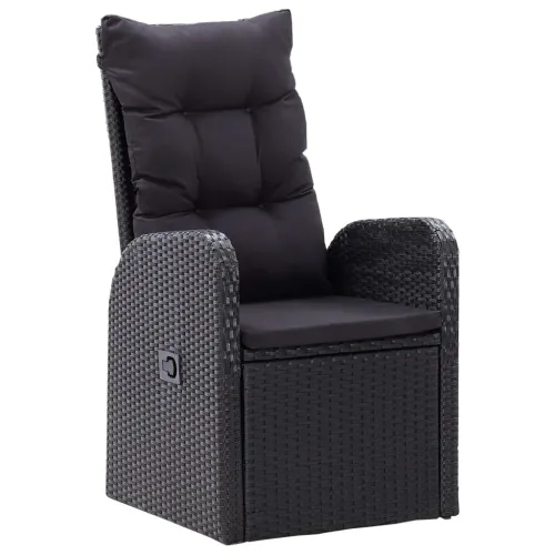 Vrtna garnitura - 5-dijelni vrtni blagovaonski set s jastucima crni - Crna Dužina stola 140 cm 4 Cijena