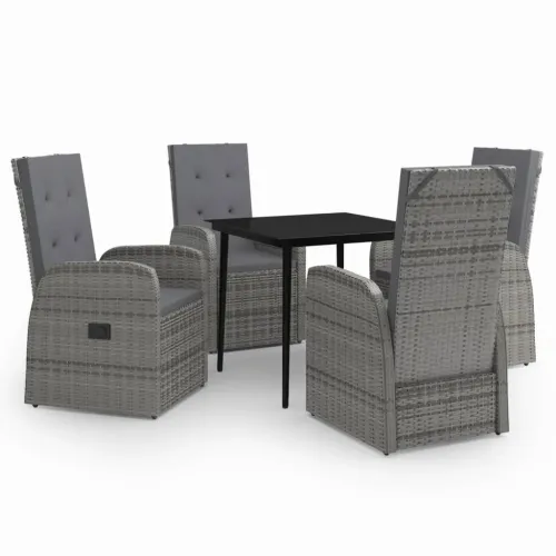 Vrtna garnitura - 5-dijelni vrtni blagovaonski set s jastucima sivi - Siva Dužina stola 80 cm 4 Cijena