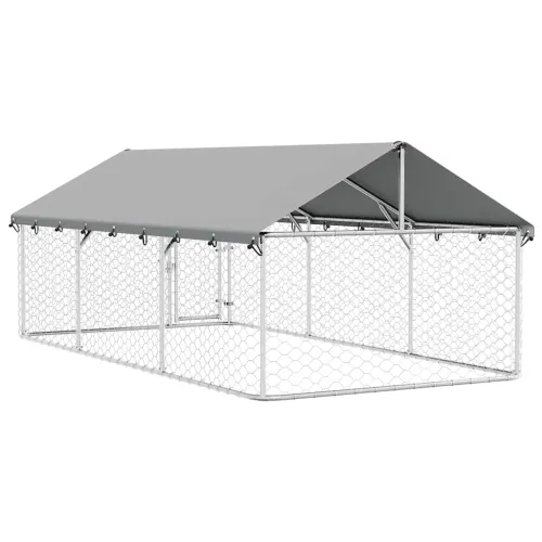 Vanjski kavez za pse s krovom 400 x 200 x 150 cm - 400 x 200 x 150 cm Cijena