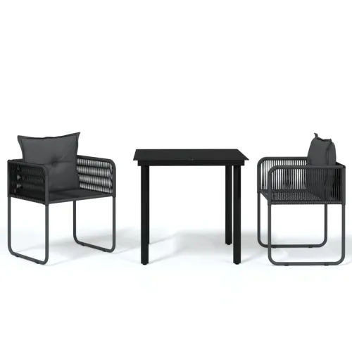 Vrtna garnitura - 3-dijelni vrtni blagovaonski set crni - Dužina stola 80 cm 2 Cijena