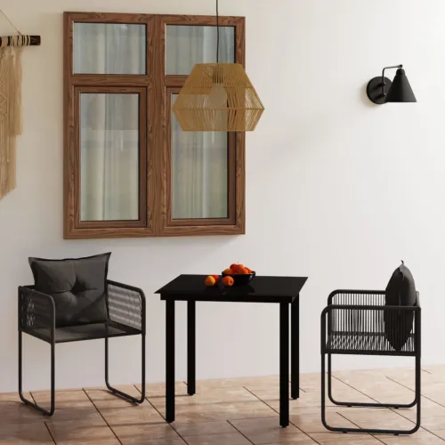 Vrtna garnitura - 3-dijelni vrtni blagovaonski set crni - Dužina stola 80 cm 2 Cijena