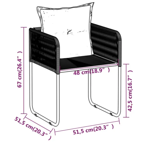 Vrtna garnitura - 5-dijelni vrtni blagovaonski set crni - Dužina stola 80 cm 4 Cijena