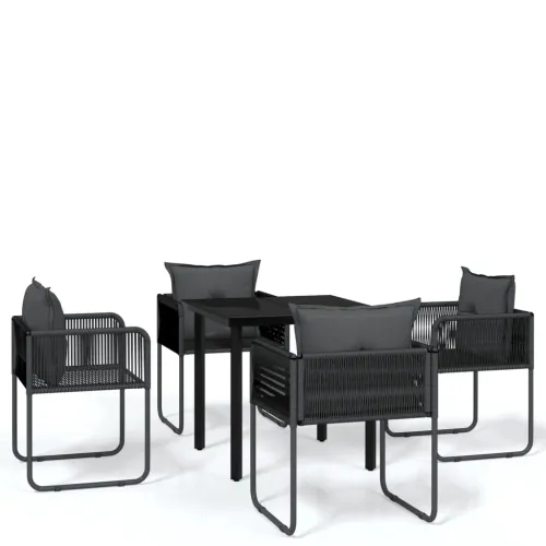 Vrtna garnitura - 5-dijelni vrtni blagovaonski set crni - Dužina stola 80 cm 4 Cijena