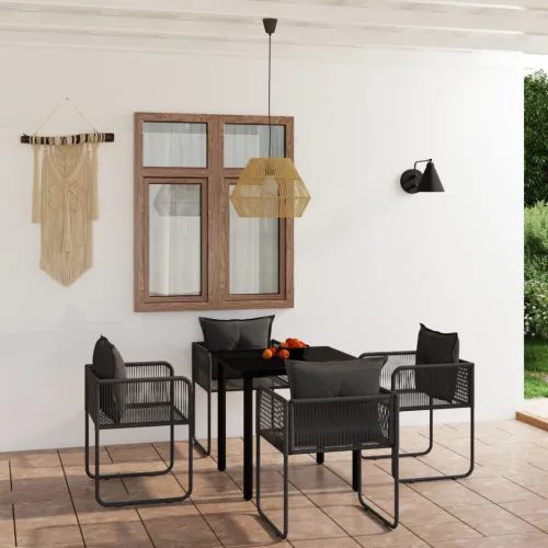 Vrtna garnitura - 5-dijelni vrtni blagovaonski set crni - Dužina stola 80 cm 4 Cijena