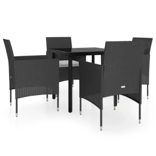 Vrtna garnitura - 5-dijelni vrtni blagovaonski set s jastucima crni - Crna Dužina stola 80 cm 4 Cijena