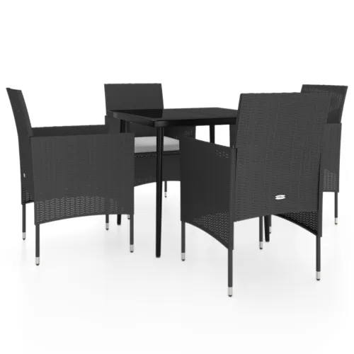 Vrtna garnitura - 5-dijelni vrtni blagovaonski set s jastucima crni - Crna Dužina stola 80 cm 4 Cijena